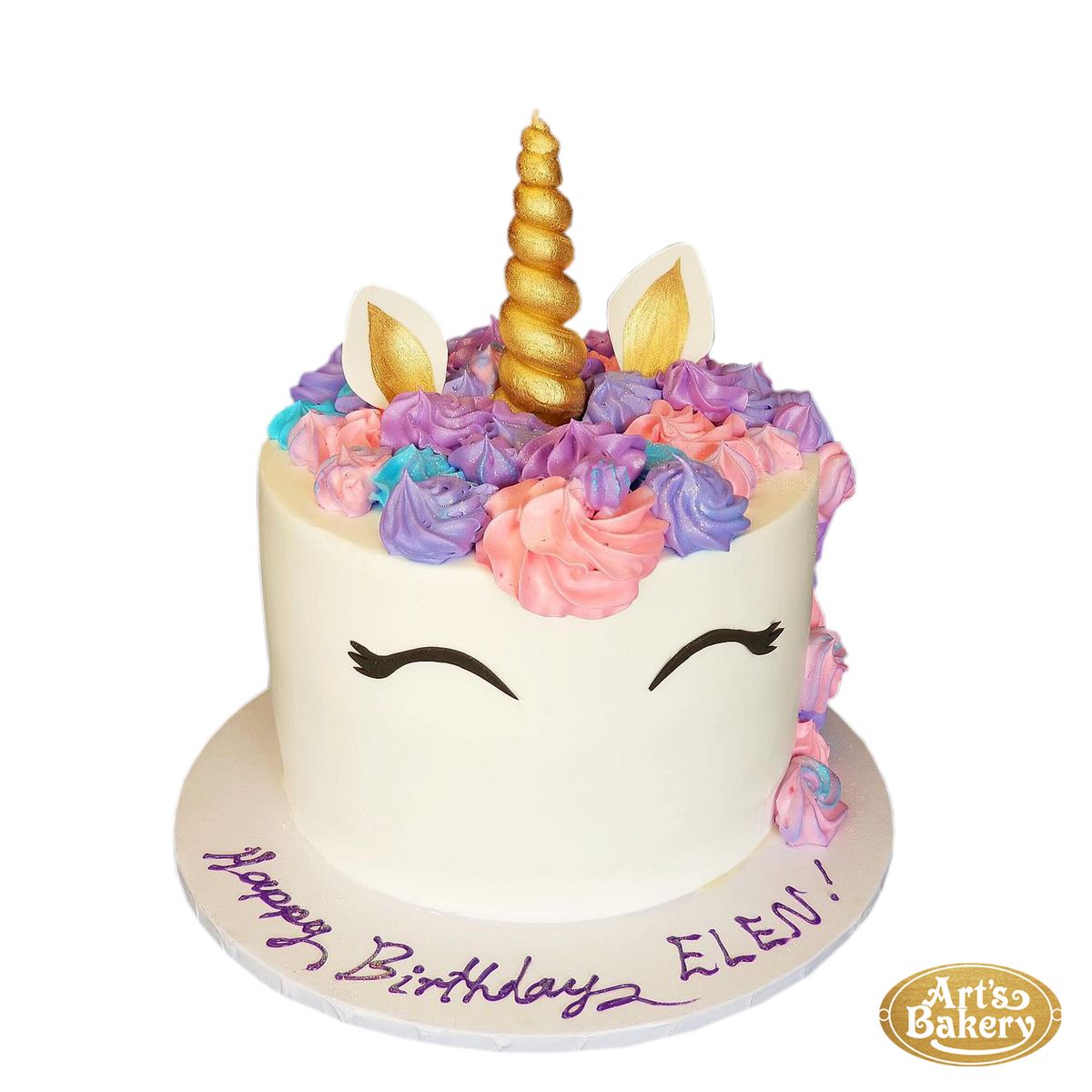 Unicorn with - 12 as Art\'s Hair Cake Bakery Glendale Frosting Multi-Color