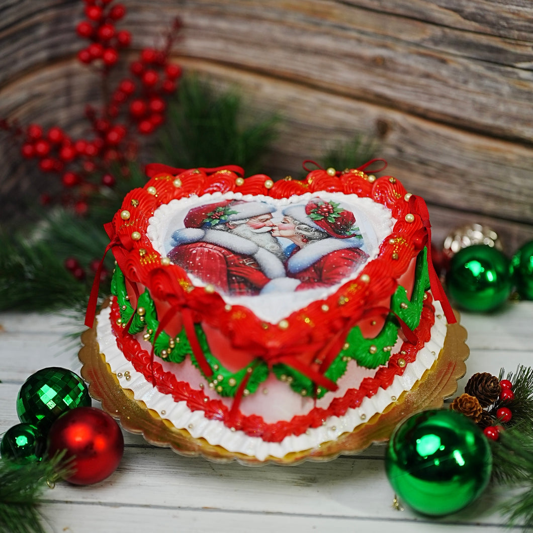 2024 Christmas Cake 2 Santa Heart Cake